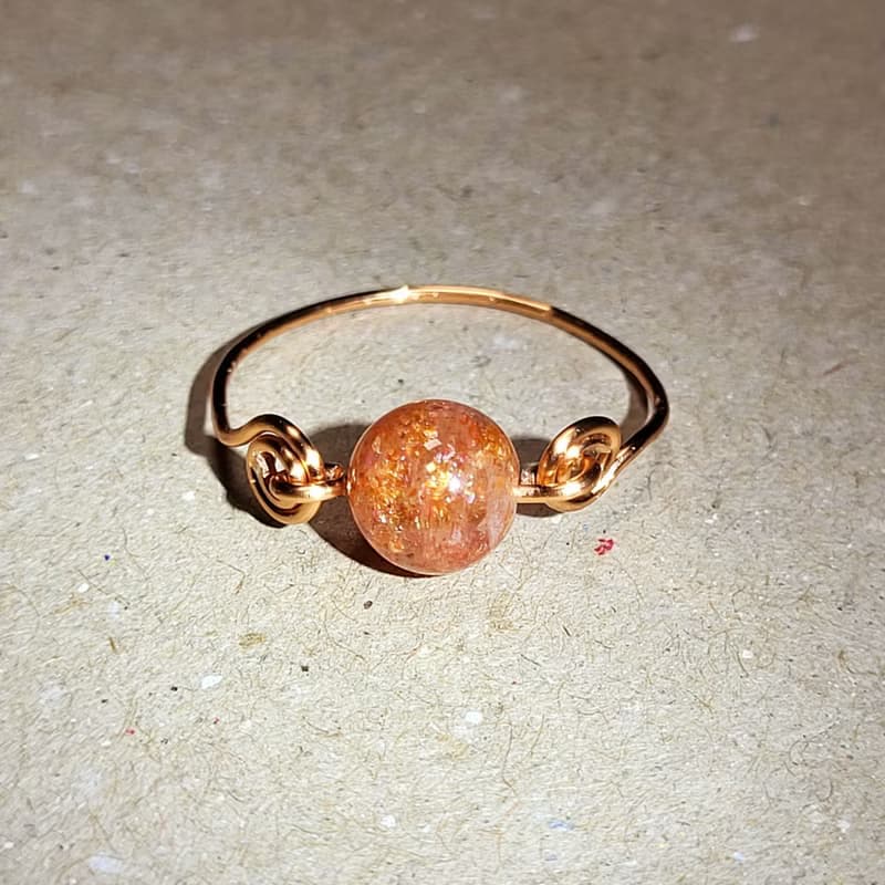 •照亮夢想• 金太陽 金屬繞線 水晶原礦手作戒指