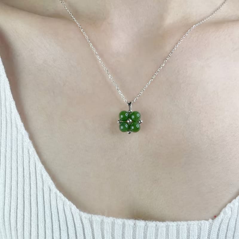 珠圓玉潤  玉墜子 天然碧玉 A貨 925 純銀 母親節  生日 禮物