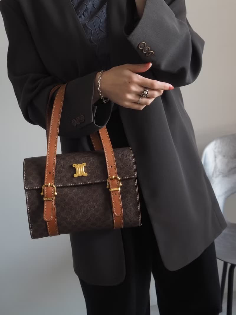 CELINE セリーヌ マカダム ハンドバッグ ブラウン ヴィンテージ