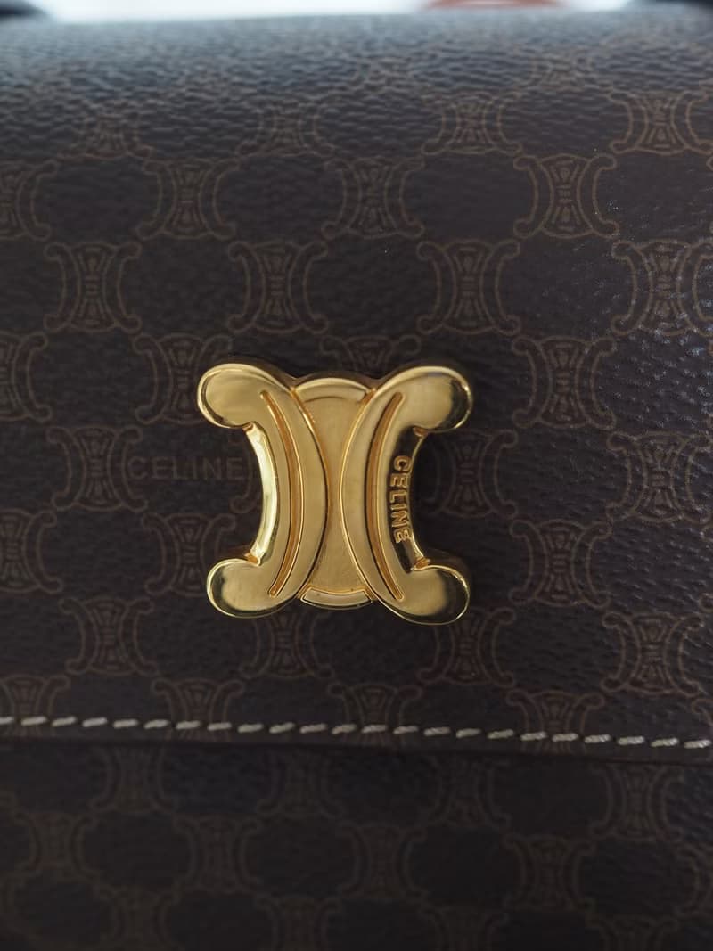 CELINE セリーヌ マカダム ハンドバッグ ブラウン ヴィンテージ