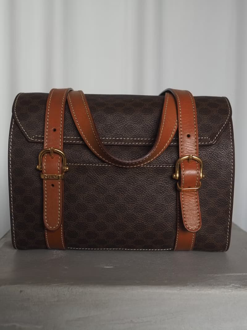 CELINE セリーヌ マカダム ハンドバッグ ブラウン ヴィンテージ