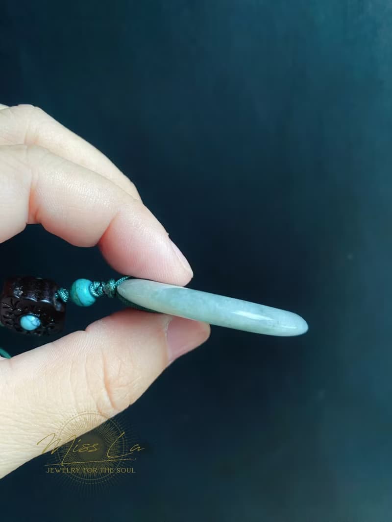 天然緬甸玉翡翠 烏雞 綠底 平安扣 黑檀木 綠松 包掛 手機掛 禮物