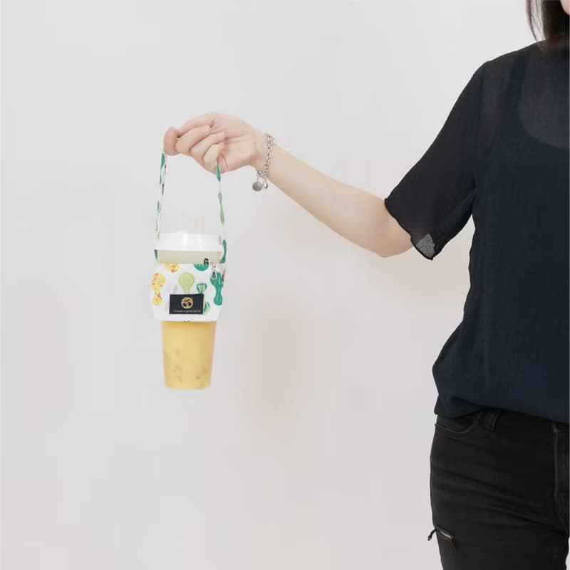 無塑生活環保飲料提袋隨身鑰匙圈手搖杯套-醃菜 Inclusive 文心蘭