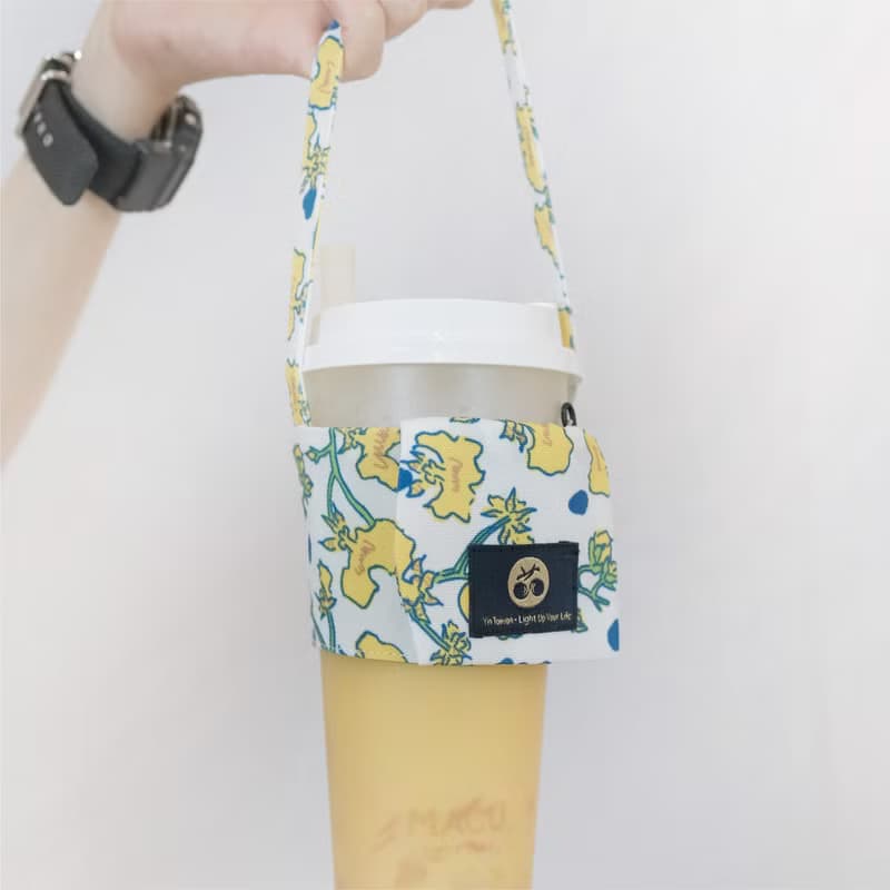 無塑生活環保飲料提袋隨身鑰匙圈手搖杯套-醃菜 Inclusive 文心蘭