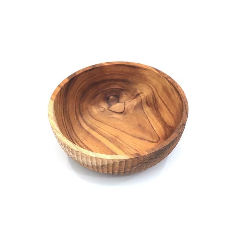 【熱銷】天然柚木碗/碗/飯碗/湯碗-條紋款│食用安心不上漆原木製