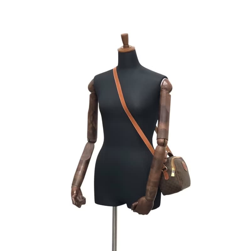 【 日本直送　名牌中古包 】CELINE セリーヌ マカダム ショルダーバッグ ブラウン ブラゾン型押し PVCレザー 2WAY vintage 8rtyi2
