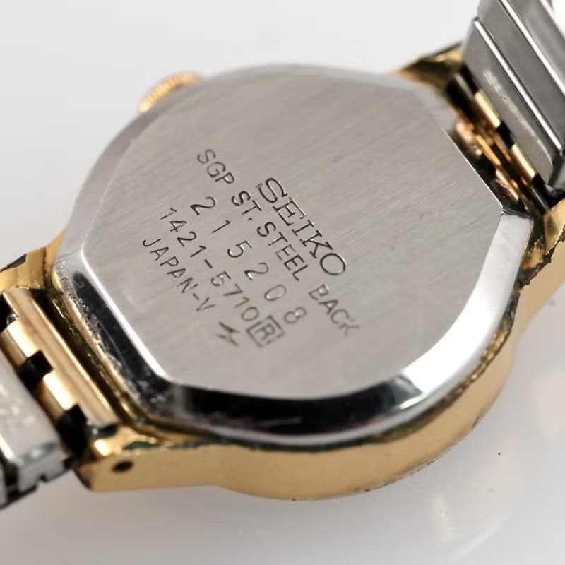 SEIKO 女性用腕時計 クォーツ 1421-5710 ゴールド文字盤 テクスチャーケース 手錶 古董錶 復古手錶
