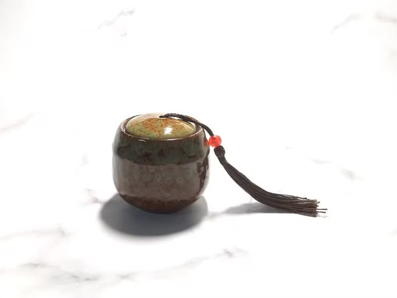 古風小陶罐 防潮蓋 茶葉罐 置物罐 / 蘭亭綠