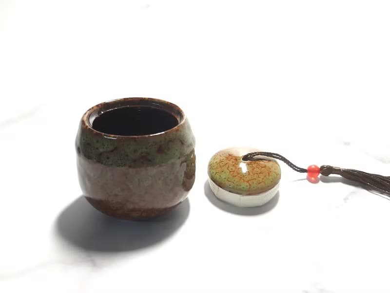古風小陶罐 防潮蓋 茶葉罐 置物罐 / 蘭亭綠