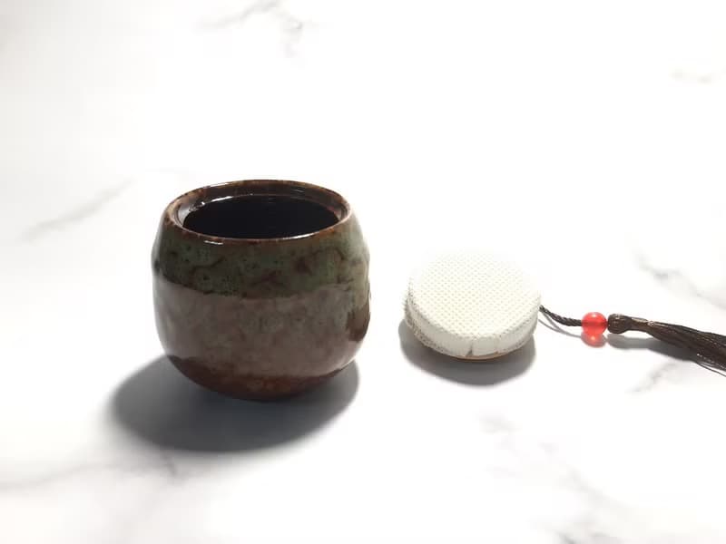 古風小陶罐 防潮蓋 茶葉罐 置物罐 / 蘭亭綠