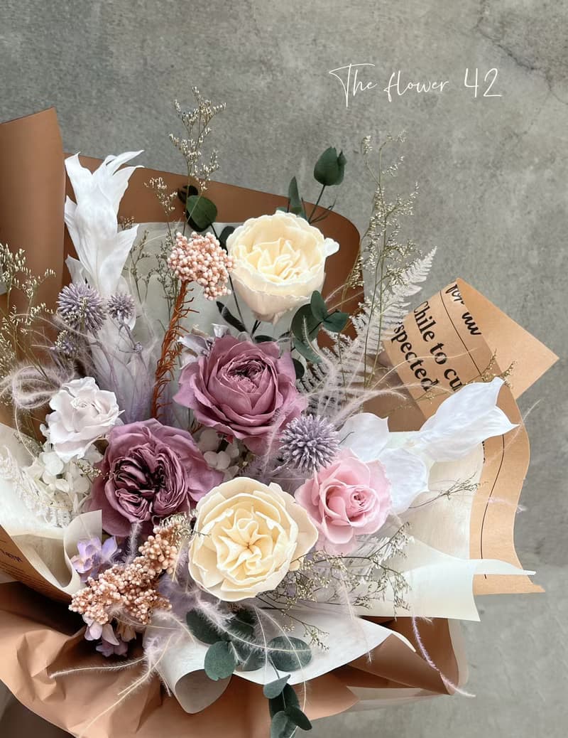 庭園玫瑰永生花束/紫色系永生花/生日花束/祝賀花束/告白花束