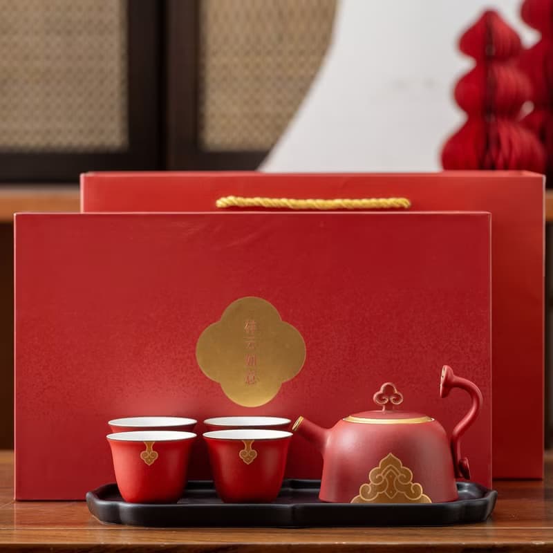 北京故宮博物院如意茶具禮盒茶壺茶杯套裝
