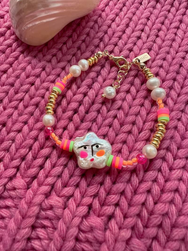 【熱賣】手繪 人像 鍍金 淡水珍珠手鍊 | Y2K 原創 時尚