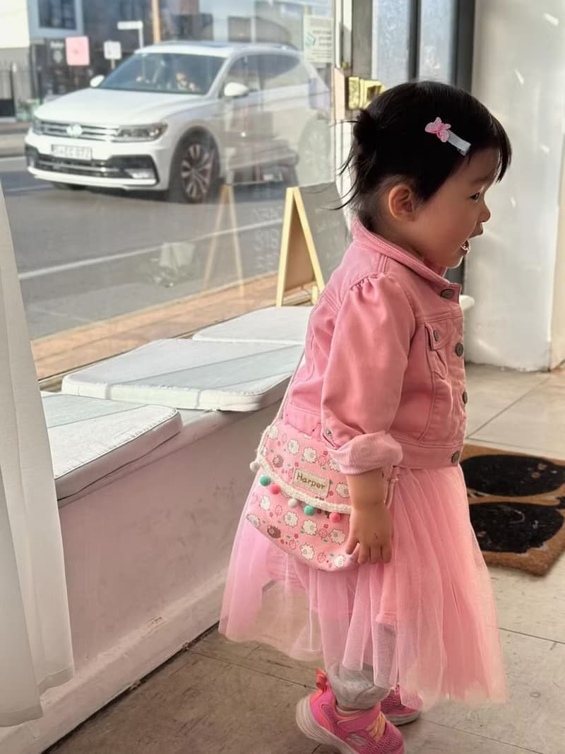 粉色綿羊小女孩側背包-請仔細閱讀訂購細節-球款與英文布標內容