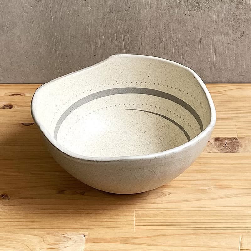 圓竹原木圓竹原碗灰色跳  Tsurumi窯陶器時尚麵條鍋串行碗可愛簡