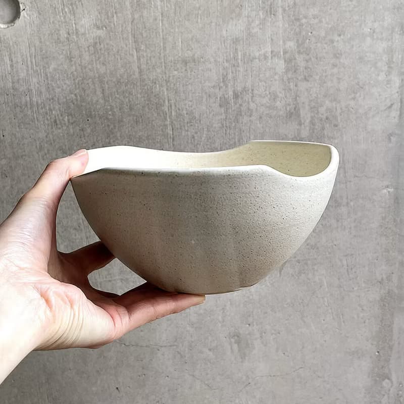 圓竹原木圓竹原碗灰色跳  Tsurumi窯陶器時尚麵條鍋串行碗可愛簡