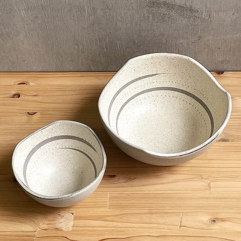 圓竹原木圓竹原碗灰色跳  Tsurumi窯陶器時尚麵條鍋串行碗可愛簡