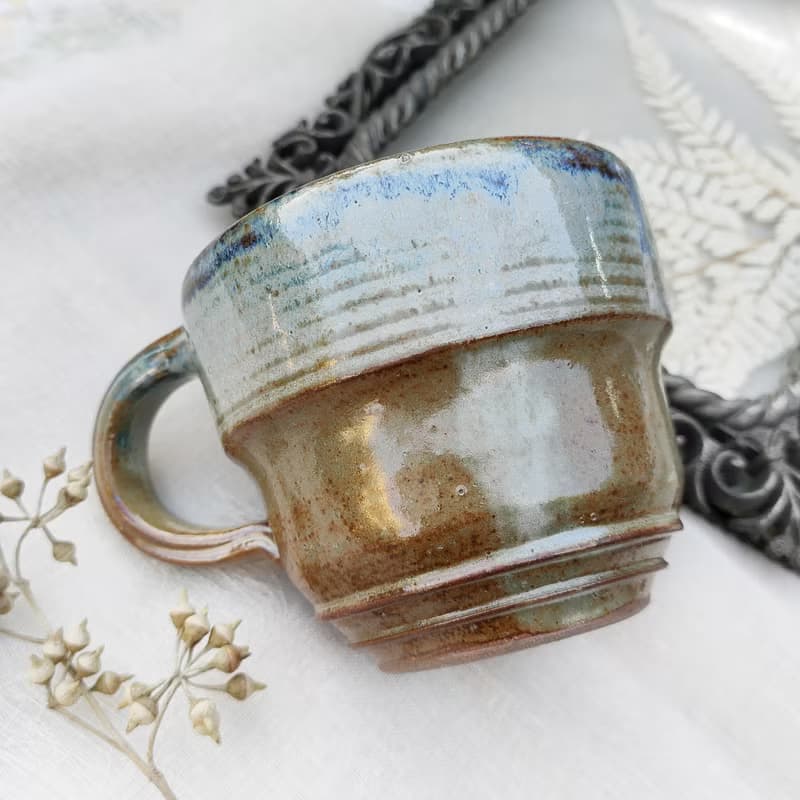 灰藍色珍珠-手作陶器馬克杯260ml