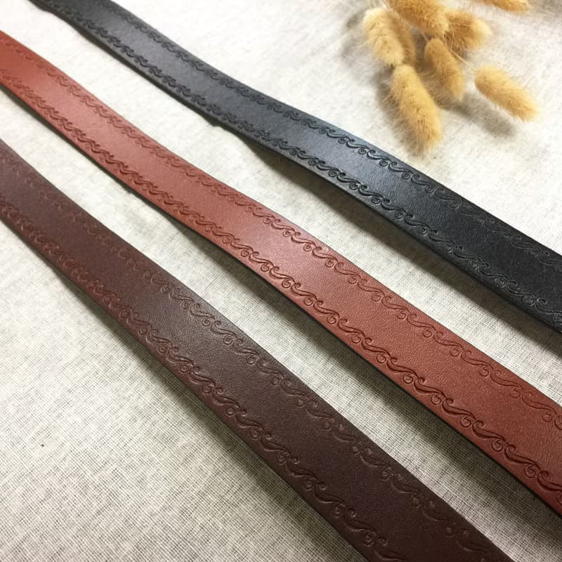 手工壓紋系列 復古銅色圓頭 真皮皮帶 腰帶 - 3 cm寬