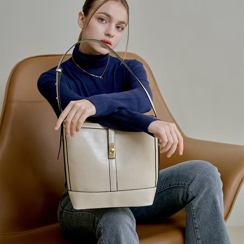 韓國KIMMY BAG | 象牙白色 | 大容量 手袋 單肩包 水桶包