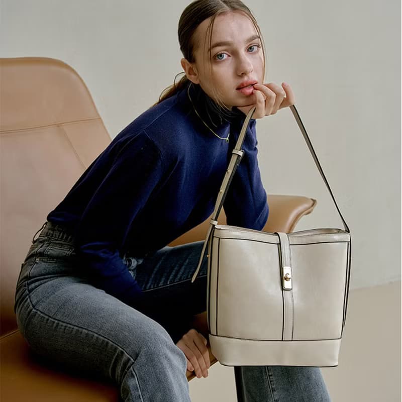 韓國KIMMY BAG | 象牙白色 | 大容量 手袋 單肩包 水桶包