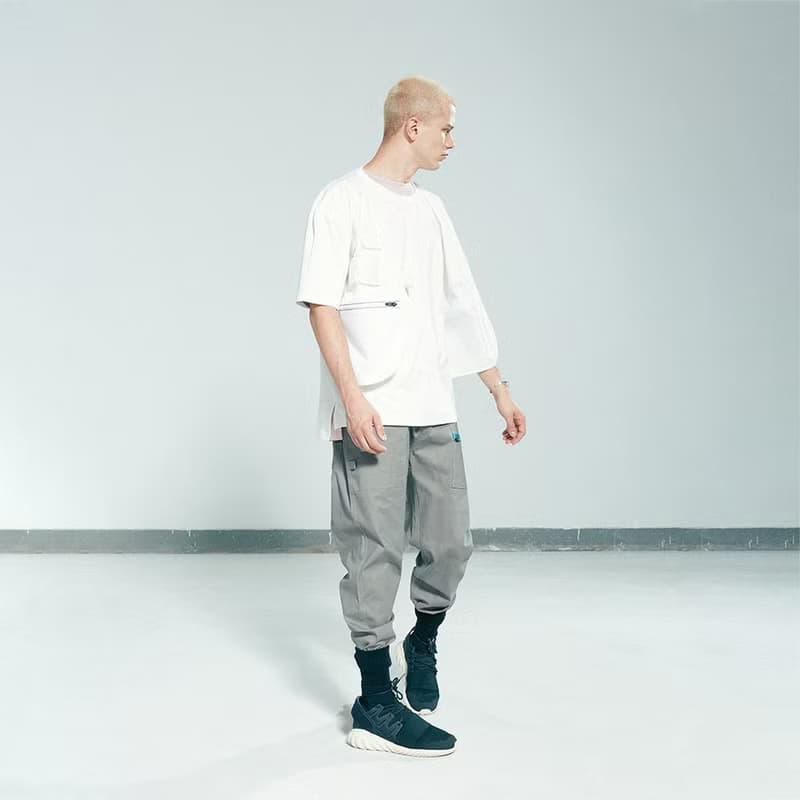 Fake Two-pieceVestTee乳白假兩件馬甲山系工裝短袖寬松T恤