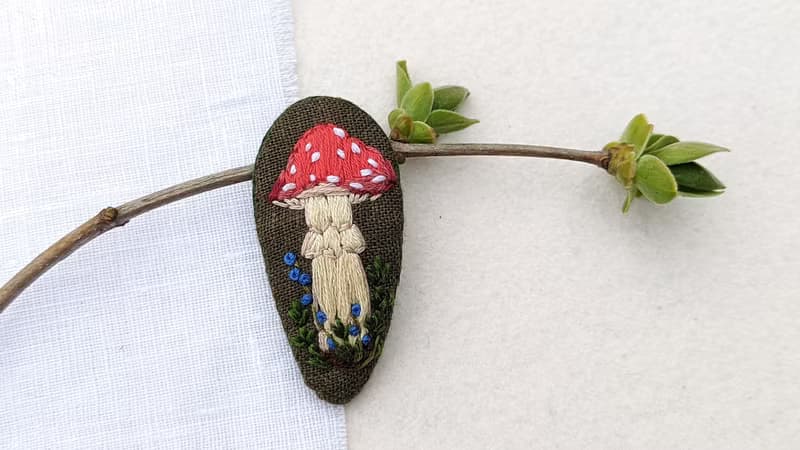 蘑菇髮夾飛木耳髮夾毒菌飾品刺繡