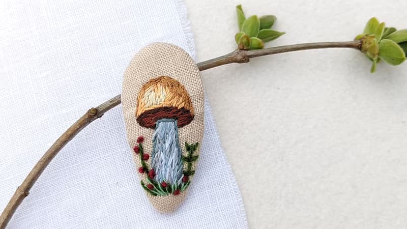蘑菇髮夾飛木耳髮夾毒菌飾品刺繡
