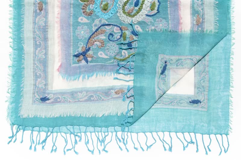 喀什米爾Cashmere/水煮羊毛披肩/針織圍巾/刺繡圍巾/羊絨披巾-花