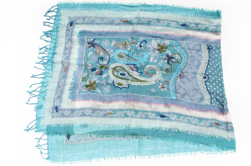 喀什米爾Cashmere/水煮羊毛披肩/針織圍巾/刺繡圍巾/羊絨披巾-花