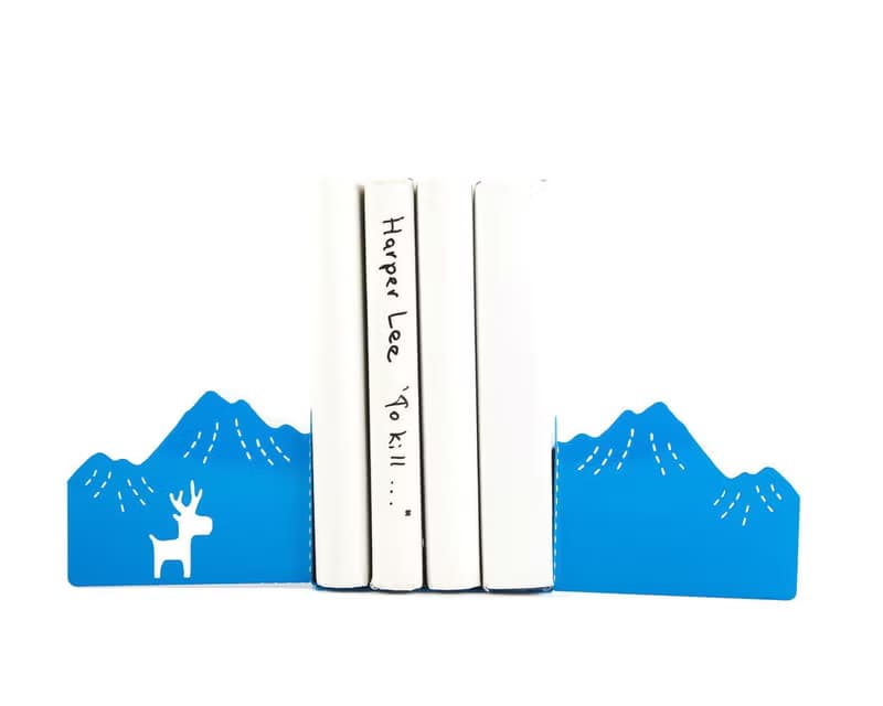 Decorative Bookends - Mountains and a Moose // housewarming gift //FREE SHIPPING