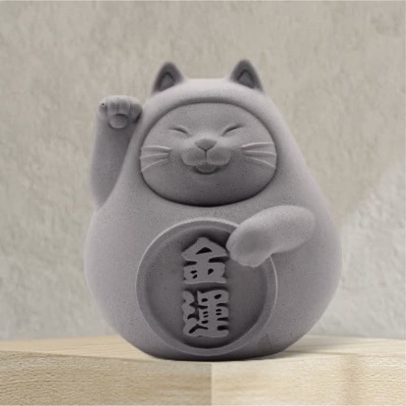 胖胖招財貓(大)  清水灰