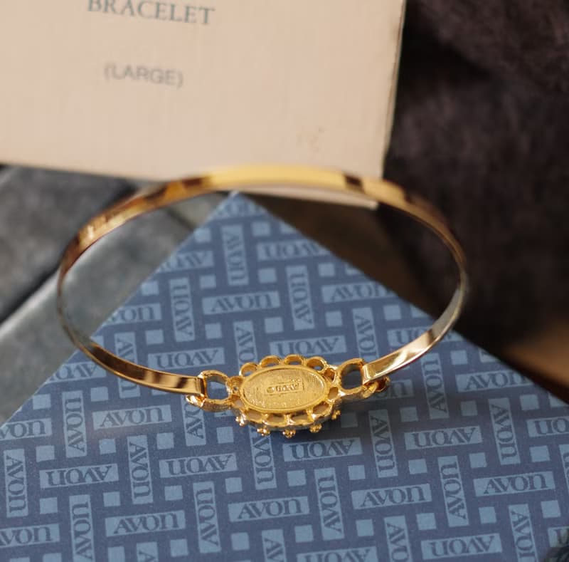 古董經典法式陶瓷小花手鐲手環 1975年 AVON BR183