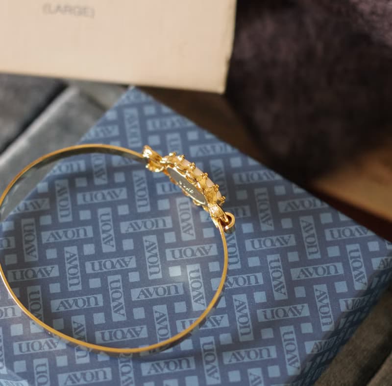 古董經典法式陶瓷小花手鐲手環 1975年 AVON BR183