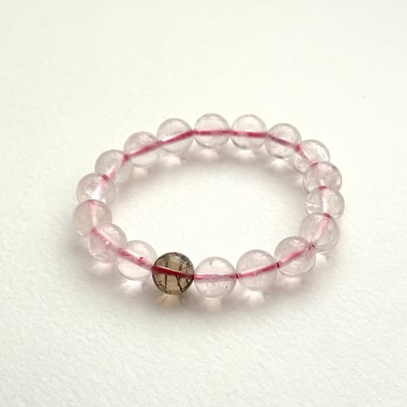 【天秤天蠍座|10月】冰種粉晶黑髮晶手鏈 招桃花 辟邪化凶 防小人