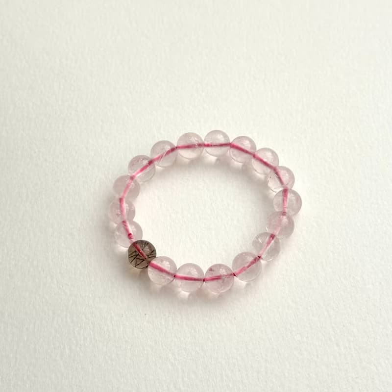 【天秤天蠍座|10月】冰種粉晶黑髮晶手鏈 招桃花 辟邪化凶 防小人