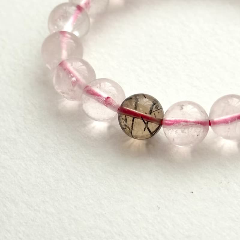 【天秤天蠍座|10月】冰種粉晶黑髮晶手鏈 招桃花 辟邪化凶 防小人