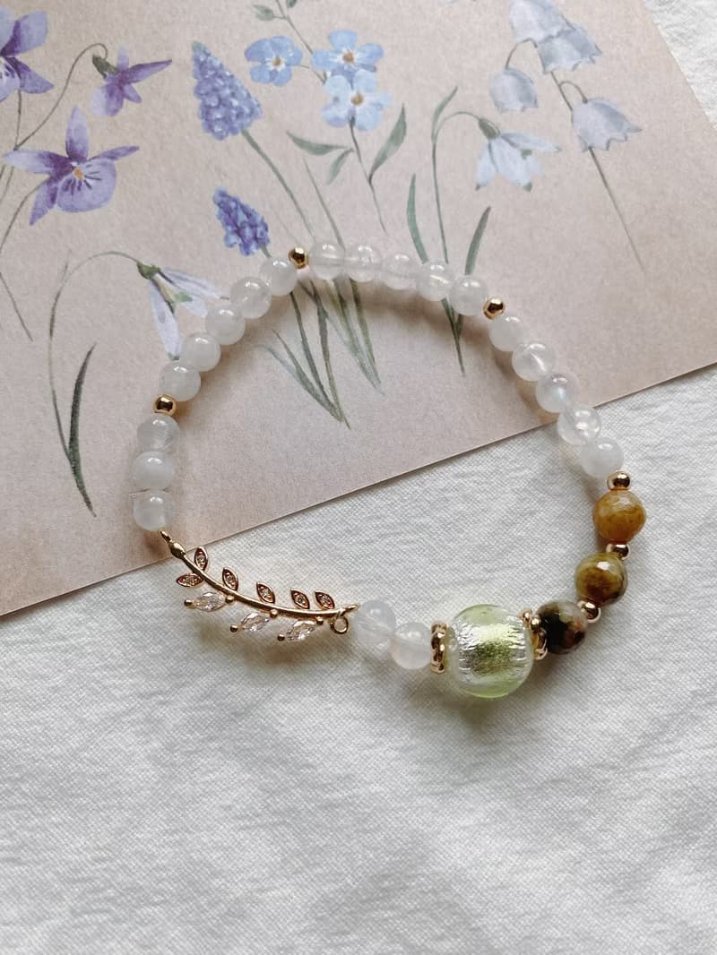 【Cinnamonmon 希娜夢夢】苔光森林 - 葉片串珠手鍊款