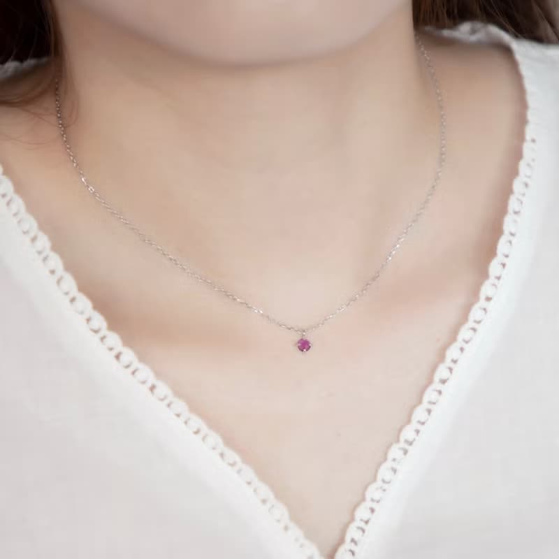 紫水晶925純銀簡約爪鑲項鍊