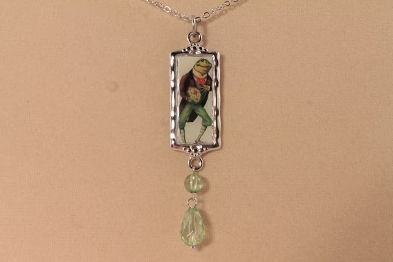 Cute Frog Pendant Necklace Green Mr Frog Portrait Froggy Jewelry Necklace Gift