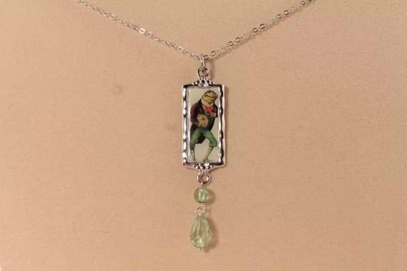 Cute Frog Pendant Necklace Green Mr Frog Portrait Froggy Jewelry Necklace Gift