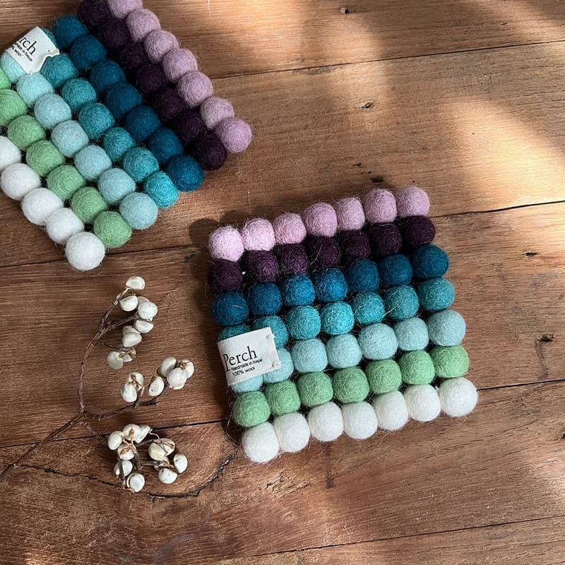 100% Wool 羊毛氈手工方形隔熱墊 杯墊 10cm _公平貿易