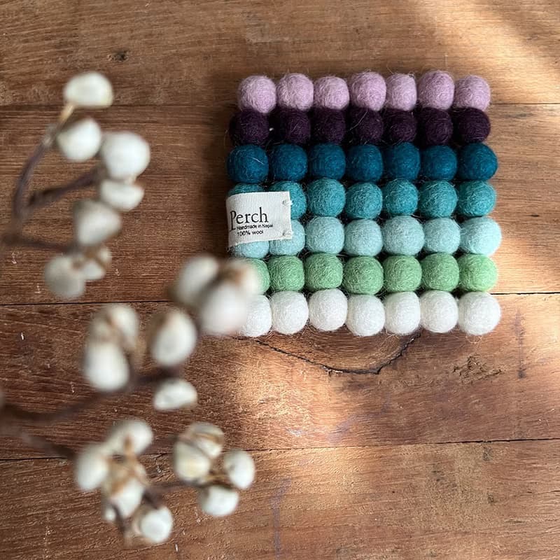 100% Wool 羊毛氈手工方形隔熱墊 杯墊 10cm _公平貿易