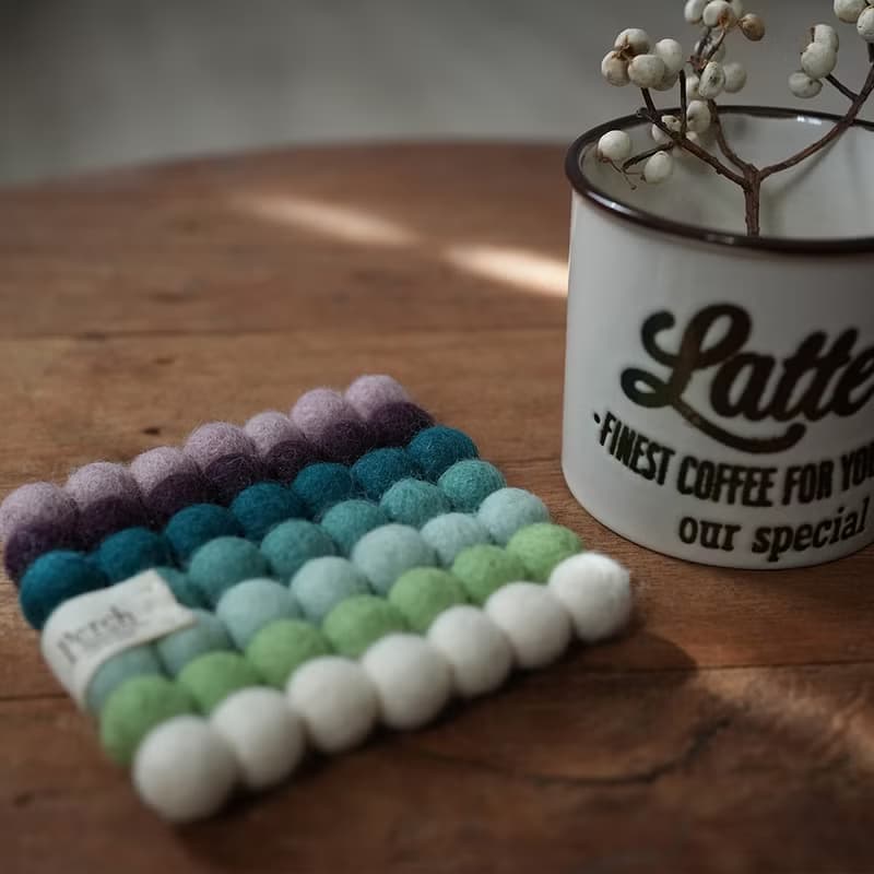 100% Wool 羊毛氈手工方形隔熱墊 杯墊 10cm _公平貿易