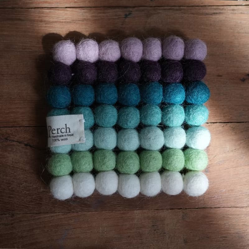 100% Wool 羊毛氈手工方形隔熱墊 杯墊 10cm _公平貿易
