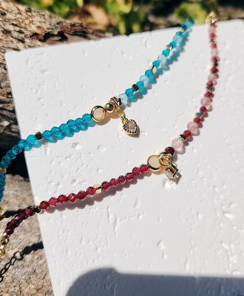 瑠岸明月【紅】-石榴石 草莓晶 單雙設計半寶石手鍊