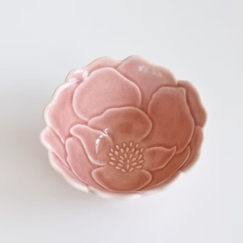 瀬戸焼　珊瑚色　牡丹ボウル　bowl|小鉢|お碗