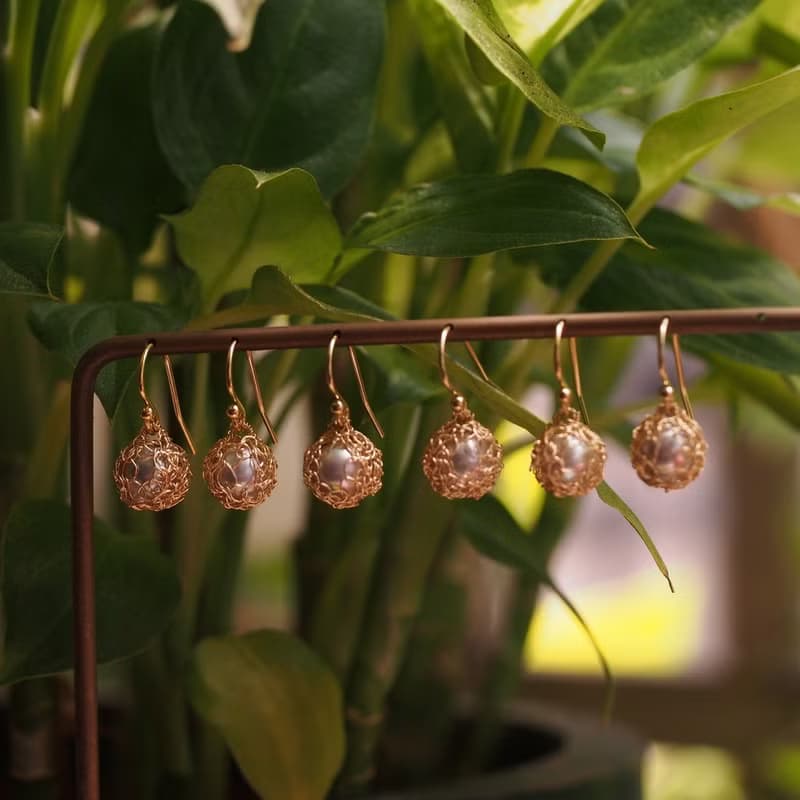 獨家設計 手工勾織 海水珍珠耳環 14KGF Crochet Jewelry