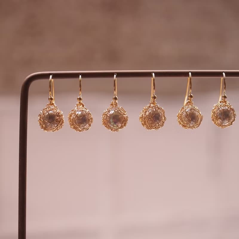 獨家設計 手工勾織 海水珍珠耳環 14KGF Crochet Jewelry