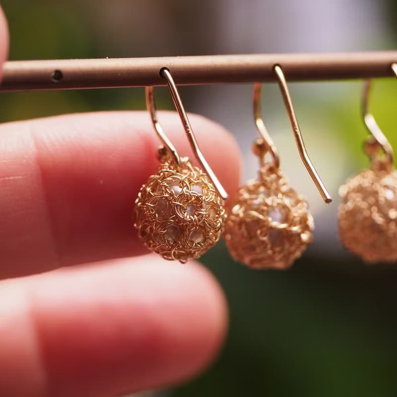 獨家設計 手工勾織 海水珍珠耳環 14KGF Crochet Jewelry